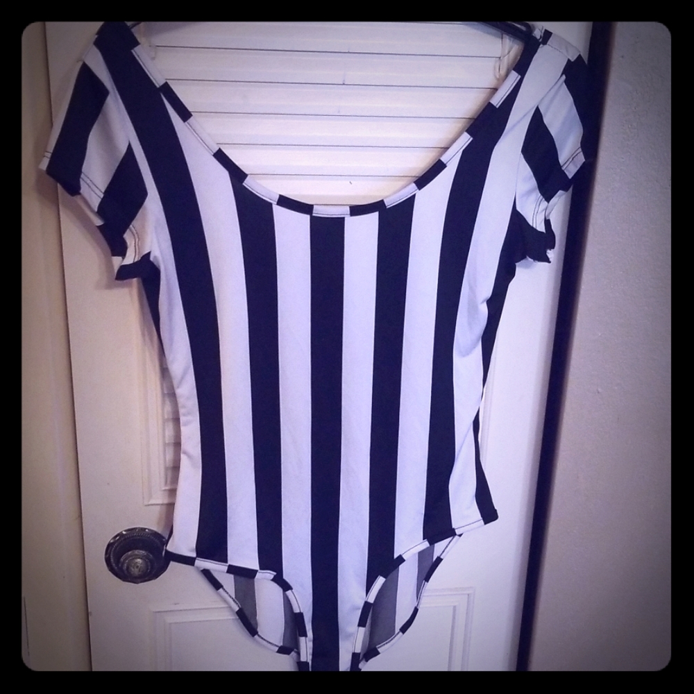 Black and white body suit